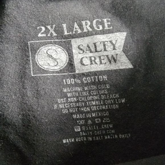 Salty Crew Mens 2Xl Black Short Sleeve T Shirt Chasing Tail Fish Fishing Casual - Picture 5 of 11
